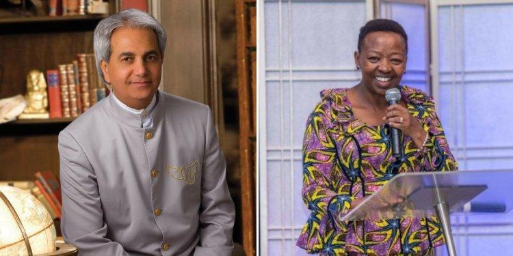 A composite photo of Pastor Benny Hinn and Rachel Ruto.